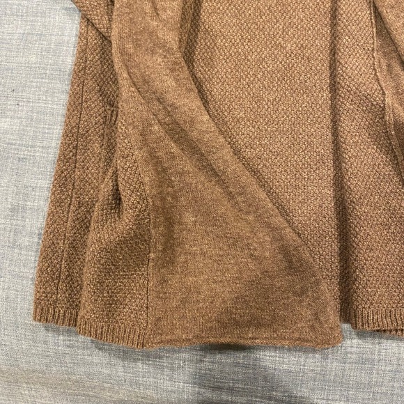 Ellen Tracy Brown Textured Knit Cozy Cardigan Alpaca Wool Pockets Women L - Picture 4 of 9